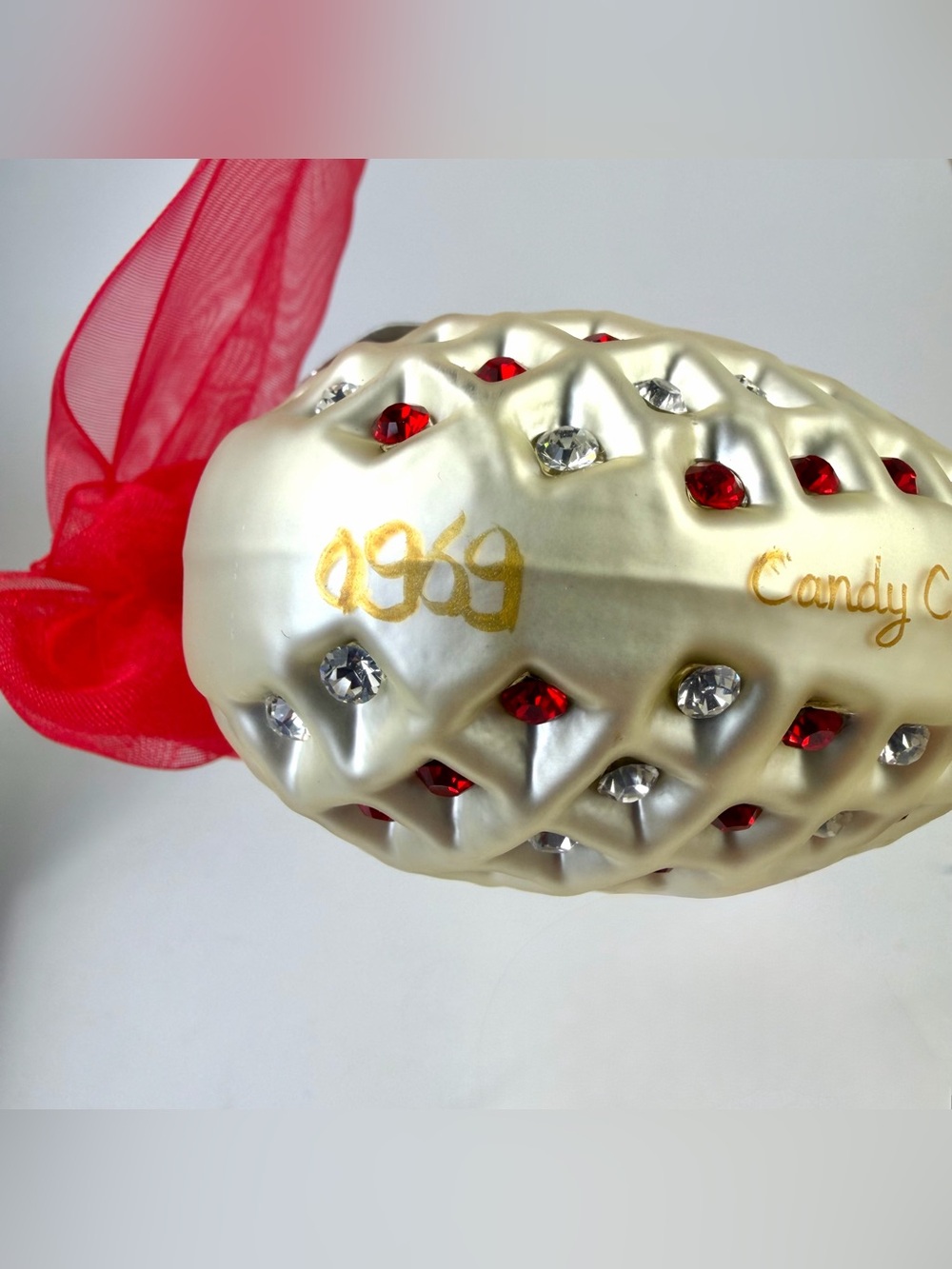 Vintage Swarovski Crystal Hand Blown Glass Heart Ornament Candy Cane Dreams NOS - Picture 6 of 13